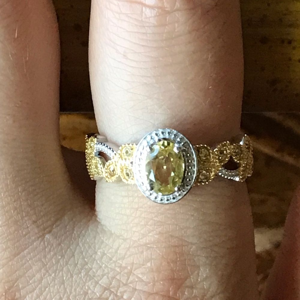 Natural Heliodor Yellow Sapphire Sterling Silver Ring Size 9